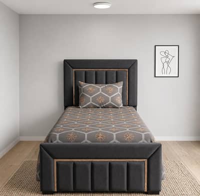 wooden single bed