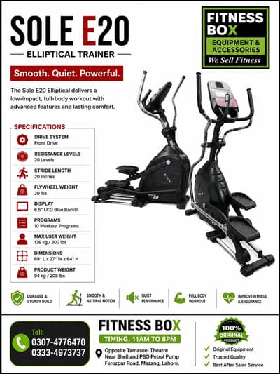 Sole E20 Elliptical Cross Trainer Machine