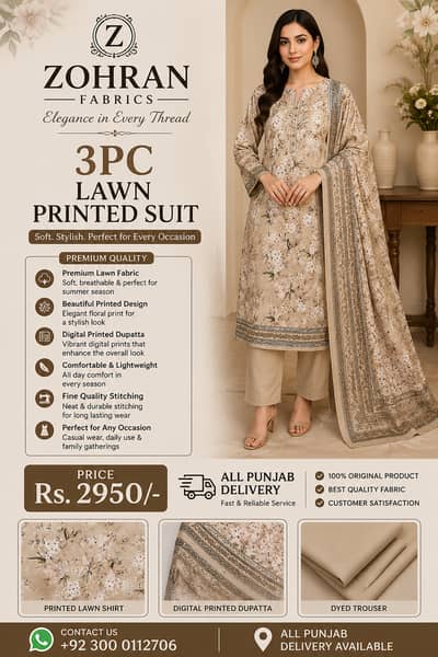 Women's 3 Piece Suit | Premium Lawn Dress | Embroidered Suit | Casual