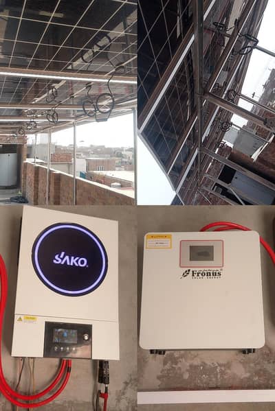 six solar panel (620 w) 1 inverter (4.2 kw ) and one lithium battery