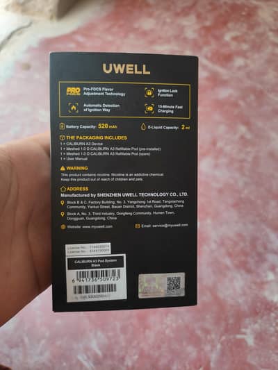 UWELL Caliburn A3 Pod System – Original | Used | Excellent Condition