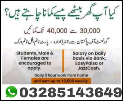 Online jobs in pakistan / part time jobs