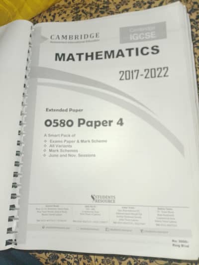 Cambridge IGCSE Mathematics 0580 paper 4 extended paper