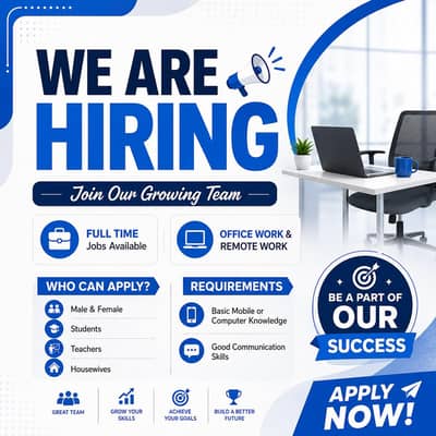 We are hiring male female for office and online work.