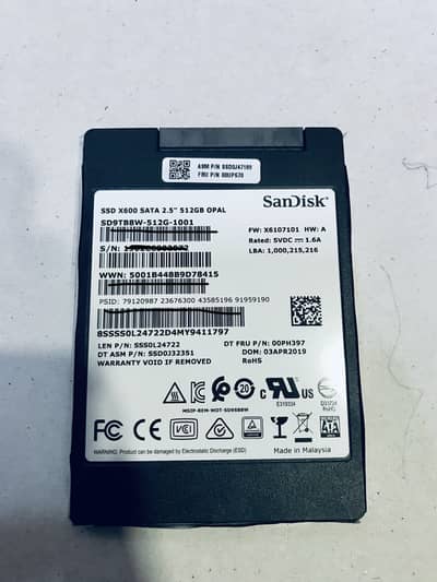 Sandisk SSD 2.5 512GB health 100% All ok