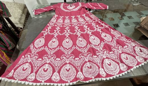 Pink color  embroidered frock for sale