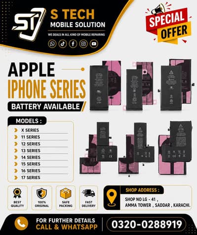 Apple iPhone All Models Batteries Available | With Installation