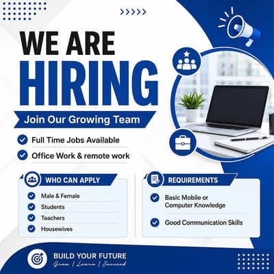 We are hiring male female for office and online work.