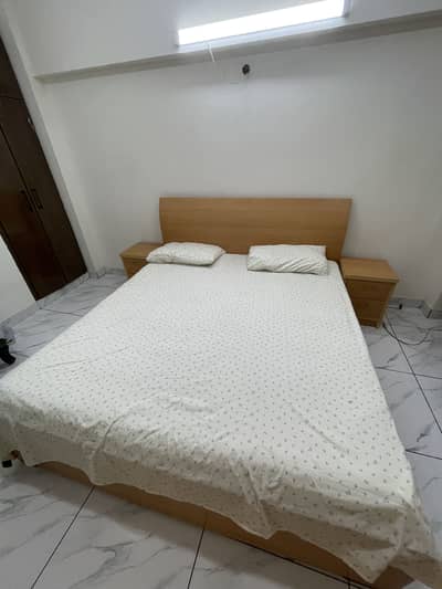 Bed set with side tables , dressing table and wardrobes