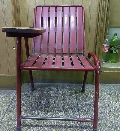Iron chairs with wooden arm