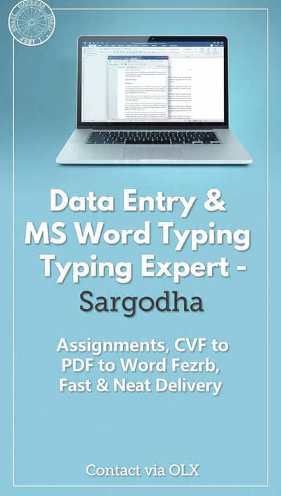 Data Entry & MS Word Typing Expert - Sargodha