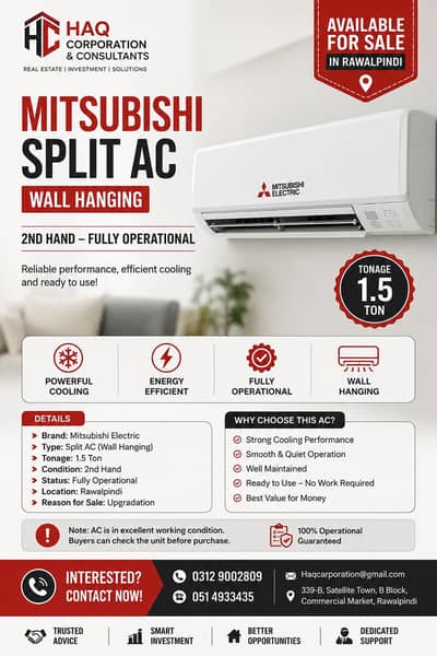 Mitsubishi Split Ac available for sale in Rawalpindi