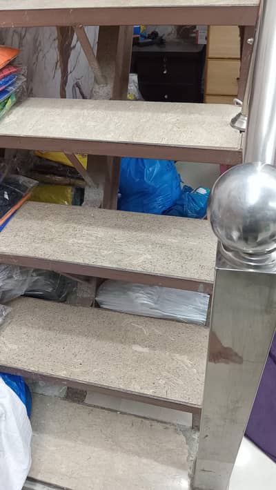 Iron / Steel commercial stairs with SS railing | Shop Office Use