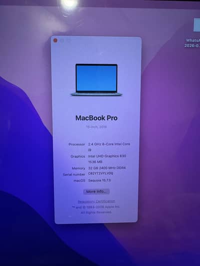MacBook Pro 15-inch 2019 Core i9 32GB RAM 512GB SSD