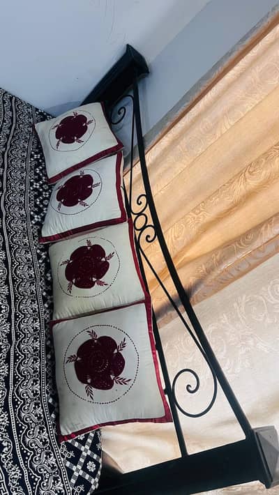 complete bed set good condition Wood and iron frame