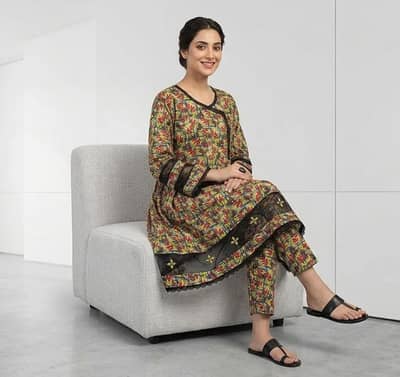 Multi color printed frock suit