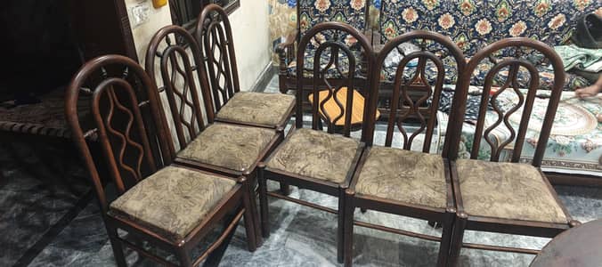 Wooden dinning table & 6 wooden chairs