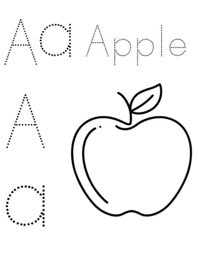 kids tracking worksheet A_Z apple