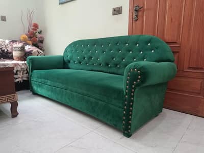 Emerald Green Velvet Sofa Set (3+2+1 Seater)