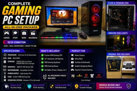Gaming PC with costume case( 8/128+500) 2gb gpu