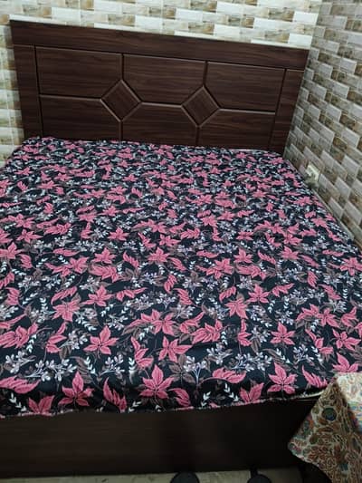 Wooden Bed with Mattress – Like New Condition