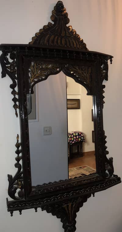 Antique Hand-Carved Wooden Wall Mirror – Premium Vintage Design