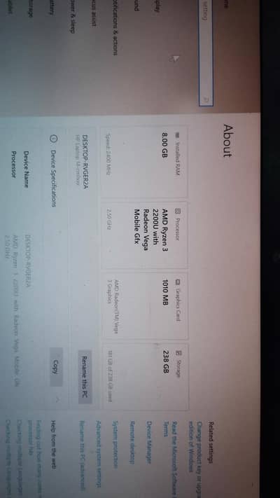 HP laptop AMD-RYZEN3 8GB RAM 256 SSD