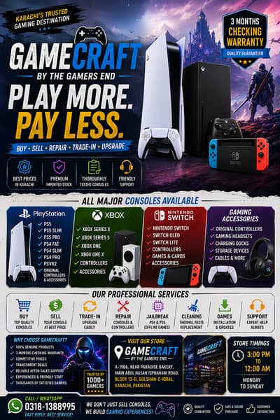 PS5 Slim PS5 Pro PS4 Xbox Series X/S | GameCraft Karachi