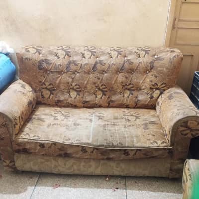 7- Seater sofa set (3+2+1). Perfect Solid Wood Frame (needs new poshis