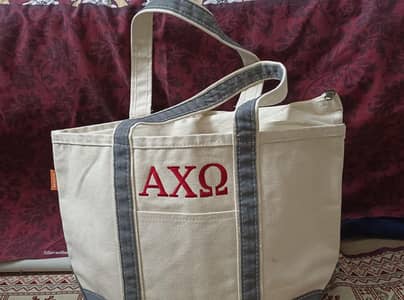alpha chi omega letter tote