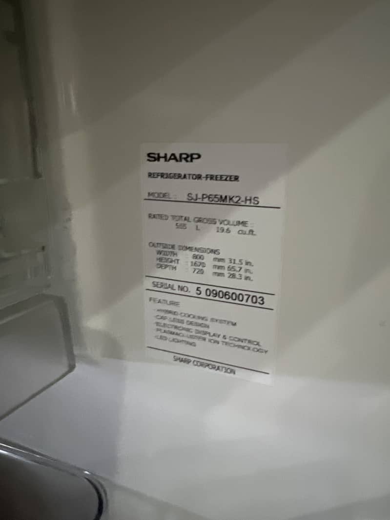 20 cubic fridge sharp imported 8