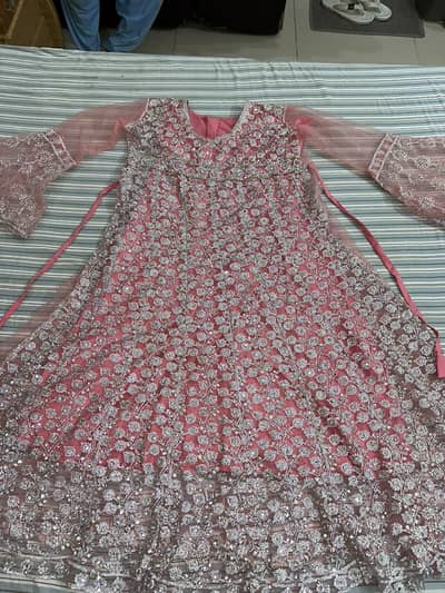 Pink Heavy Embroidered Frok for girls condition 10/10