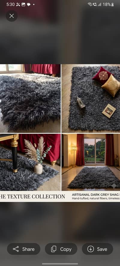 Premium Dark Grey Shaggy Rug / Carpet for Living Room & Bedroom