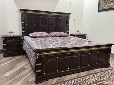 Kiker King Size Used Bed with 2 side tables
