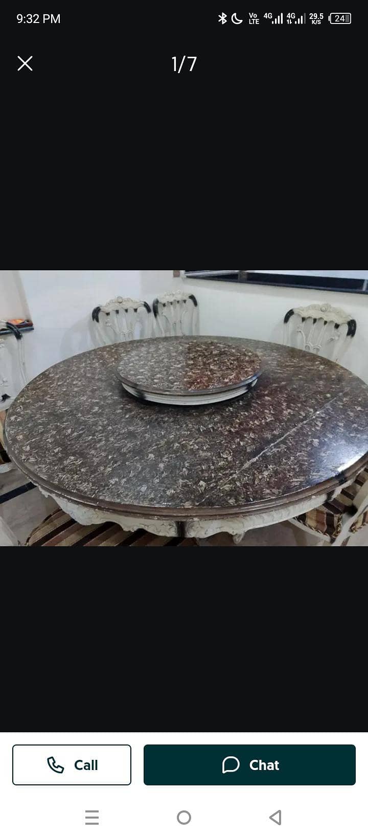 Round dining table with 6 chars 2
