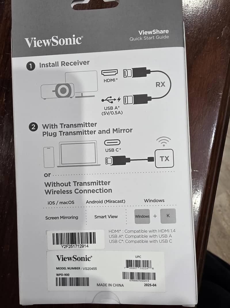 ViewSonic  Wireless Screen Casting kit WPD700 & WPD 900 1