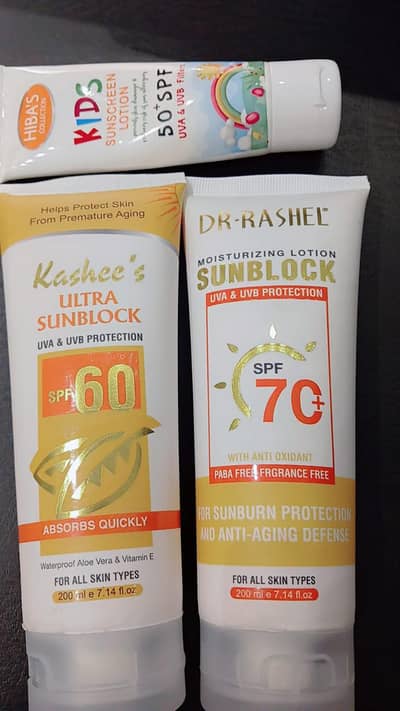 kids sunblock and kashees sunblock &Dr Rachel pack of 3
