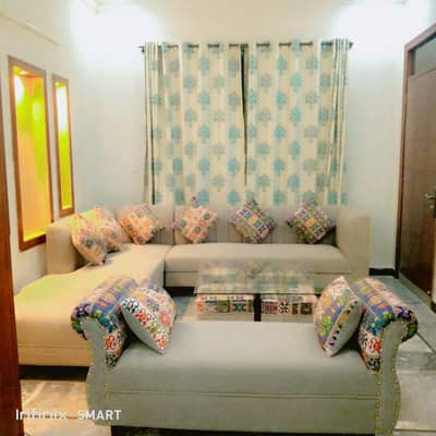 sofa set L shape  4stooll, table with dewan and pafi