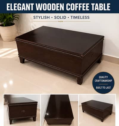 Elegant Dark Wood Coffee Table with Storage Drawer