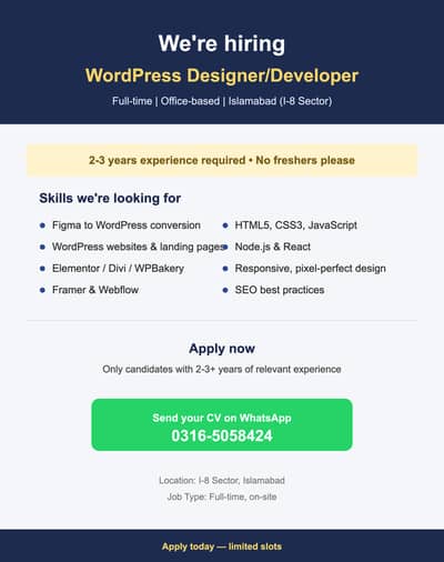 Wordpress DESIGNER/Developer