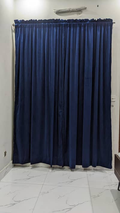 Blue Velvet Curtains with Belts