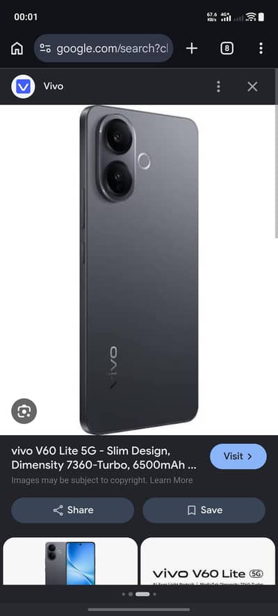 Vivo v60 lite5g 12 256 non pta with original box charger 10 by 10