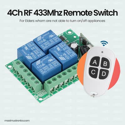 12v dc 4CH 4gangs RF Remote control switches dry contact 433Mhz learn