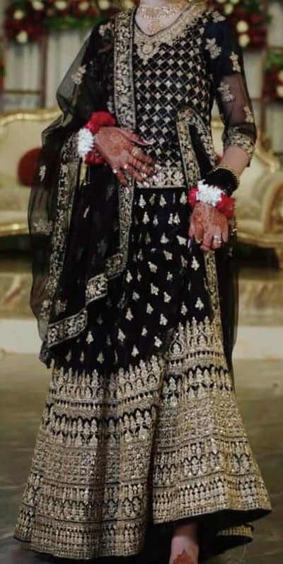 For Sale | Party Wear Black & Gold Lehenga | Full Heavy Embroidery