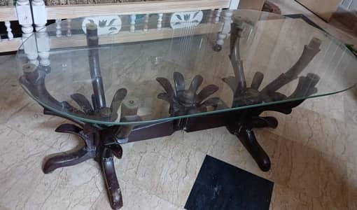 wood glass table