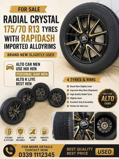 Tyres With Imported Alloy Rims R13 Slightly Used