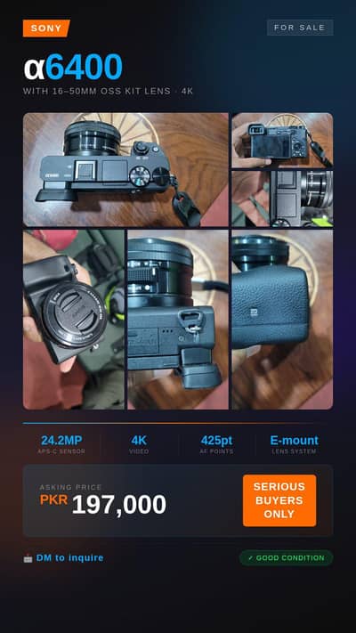 SONY A6400 with 60-50MM OSS KIT LENS4k