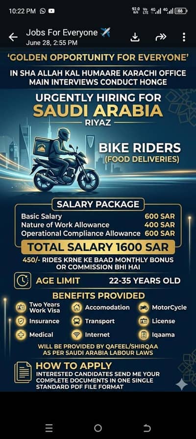 Urgently Hiring For Saudi Arabia