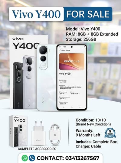 VIVO Y400 8GB 256GB 9 MONTHS WARRANTY COMPLETE BOX STUFF