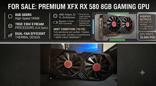 XFX RX 580 8GB | 1-Week Warranty (Exchange with PXN V9 Steering Wheel)